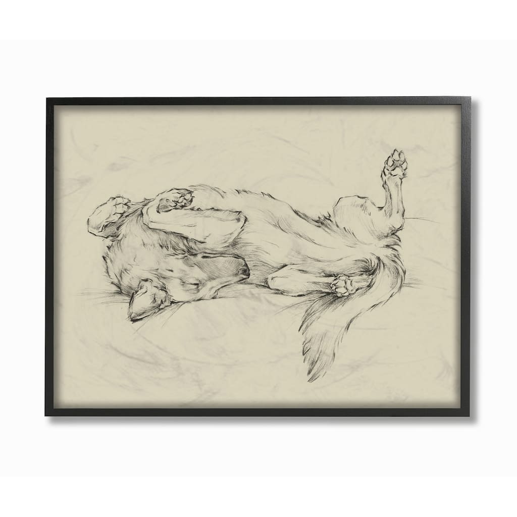 Stupell Dog Napping Animal Pet Drawing Framed Wall Art, Design by Ethan Harper