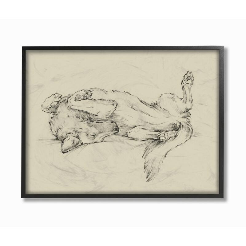 Stupell Dog Napping Animal Pet Drawing Framed Wall Art, Design by Ethan Harper - 24 x 30 - Black