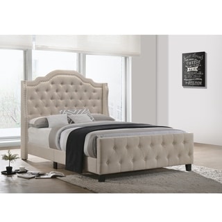 Best Quality Furniture Button Tufted Beds with Chrome Silver Nailhead Trim