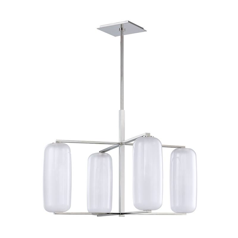 Hudson Valley Pebble 4-light Polished Nickel Chandelier, Clear Outside and Etched Inside Glass