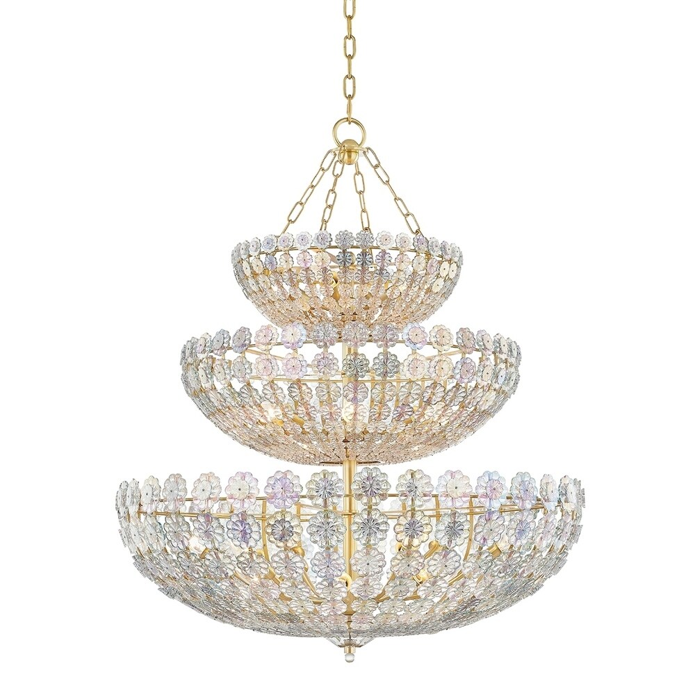 Hudson Valley Saratoga Chandelier, Aged Brass 16