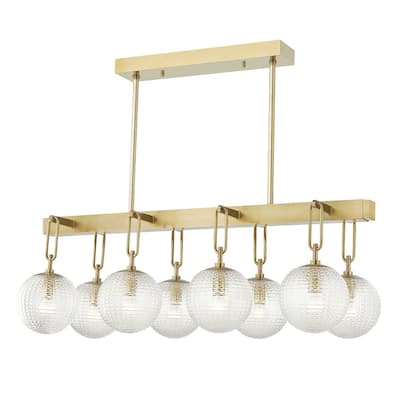 Hudson Valley Jewett 8-light Aged Brass Linear, Clear Glass