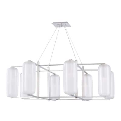 Hudson Valley Pebble 8-light Polished Nickel Chandelier, Clear Outside and Etched Inside Glass