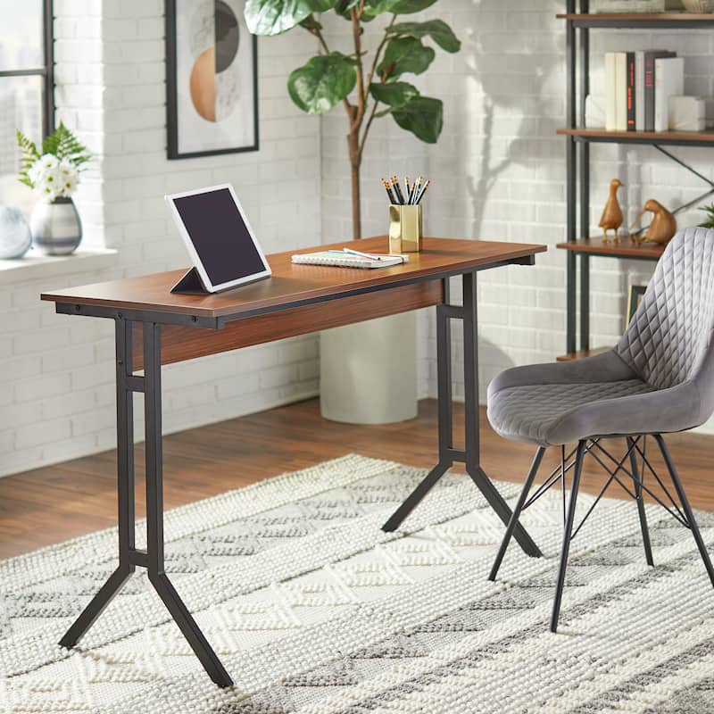 Simple Living Connection Desk - Walnut/Black