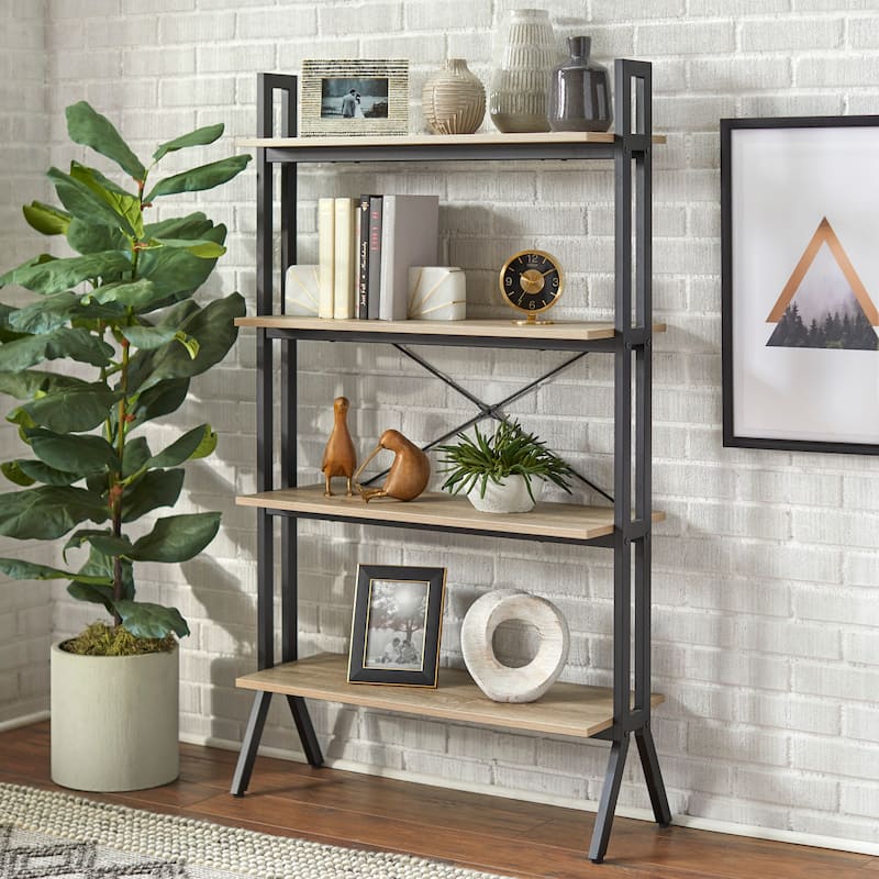 Simple Living Connection 4-Tier Bookshelf - Natural/Black