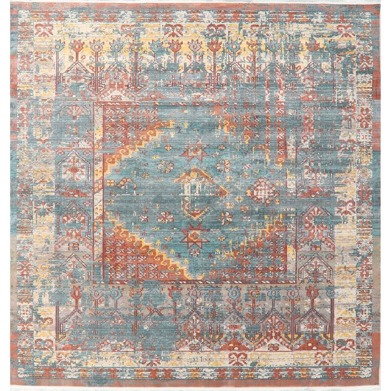 Traditional Vintage Style Distressed Heat-Set Geometric Area Rugs