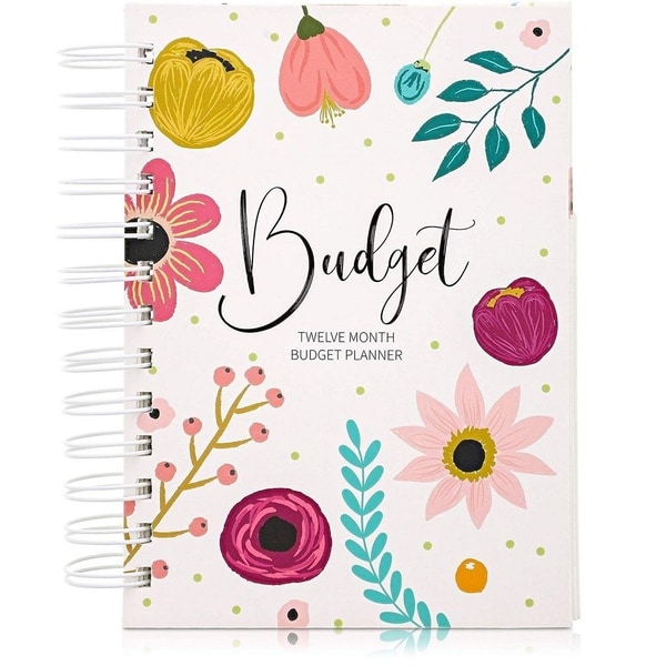 12 Month Money Budget Planner Spiral Organizer Notebook 24 Inner Pockets, 5"x7". Opens flyout.