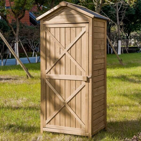 Shop Leisure Zone Outdoor Wooden Storage Sheds Fir Wood Lockers