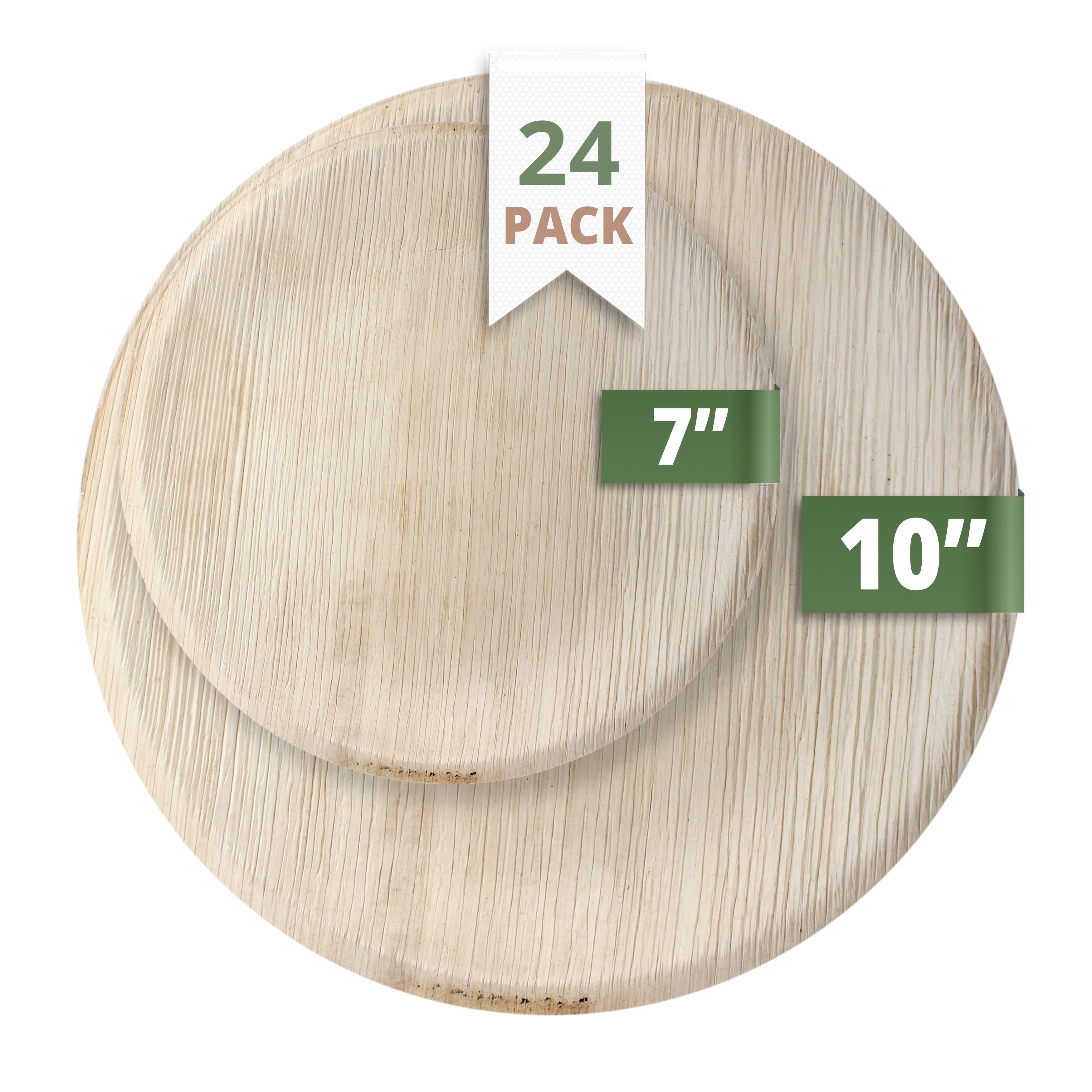 Green Evolve Palm Leaf Set 24 Pack 10 Dinner 12 7 Salad Plates Round Light Brown Overstock 30494033
