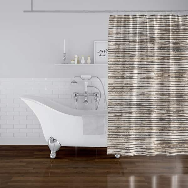 WABI SABI STRIPE BROWN Shower Curtain By Kavka Designs - On Sale - Bed Bath  & Beyond - 30497470