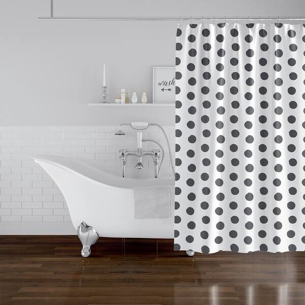 BIG POLKA DOTS DARK GREY Shower Curtain By Kavka Designs Bed Bath