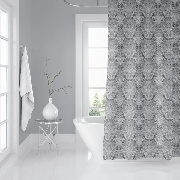 INKBLOT WATERCOLOR DAMASK GREY Shower Curtain By Kavka Designs Bed