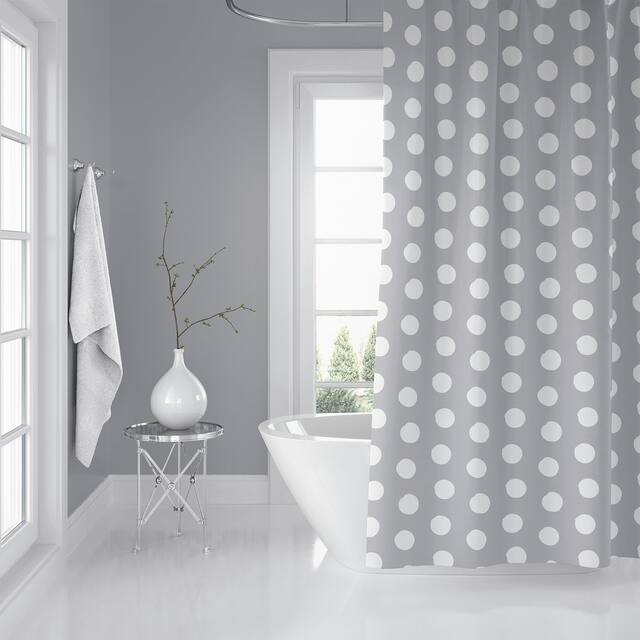 BIG POLKA DOTS LIGHT GREY Shower Curtain by Kavka Designs