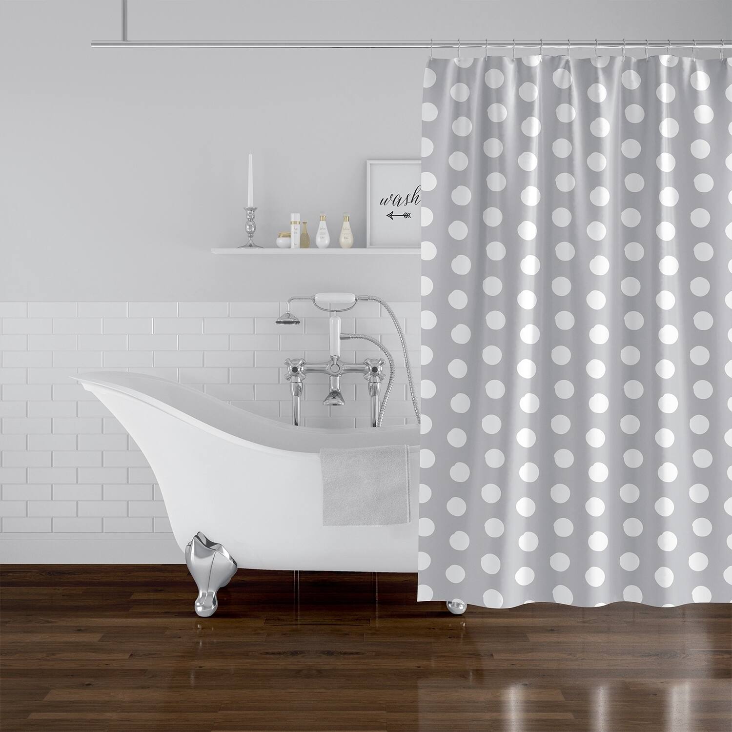 BIG POLKA DOTS LIGHT GREY Shower Curtain By Kavka Designs On Sale Bed Bath & Beyond 30497523