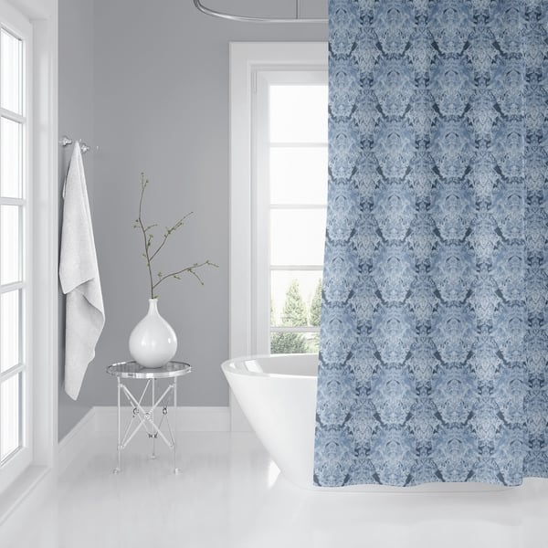 INKBLOT WATERCOLOR DAMASK LIGHT BLUE Shower Curtain By Kavka Designs