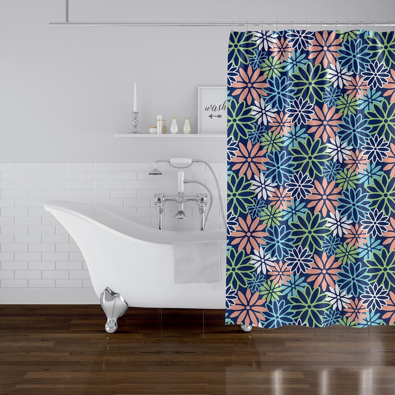 BEATNIK FLORAL NAVY Shower Curtain By Kavka Designs Bed Bath & Beyond