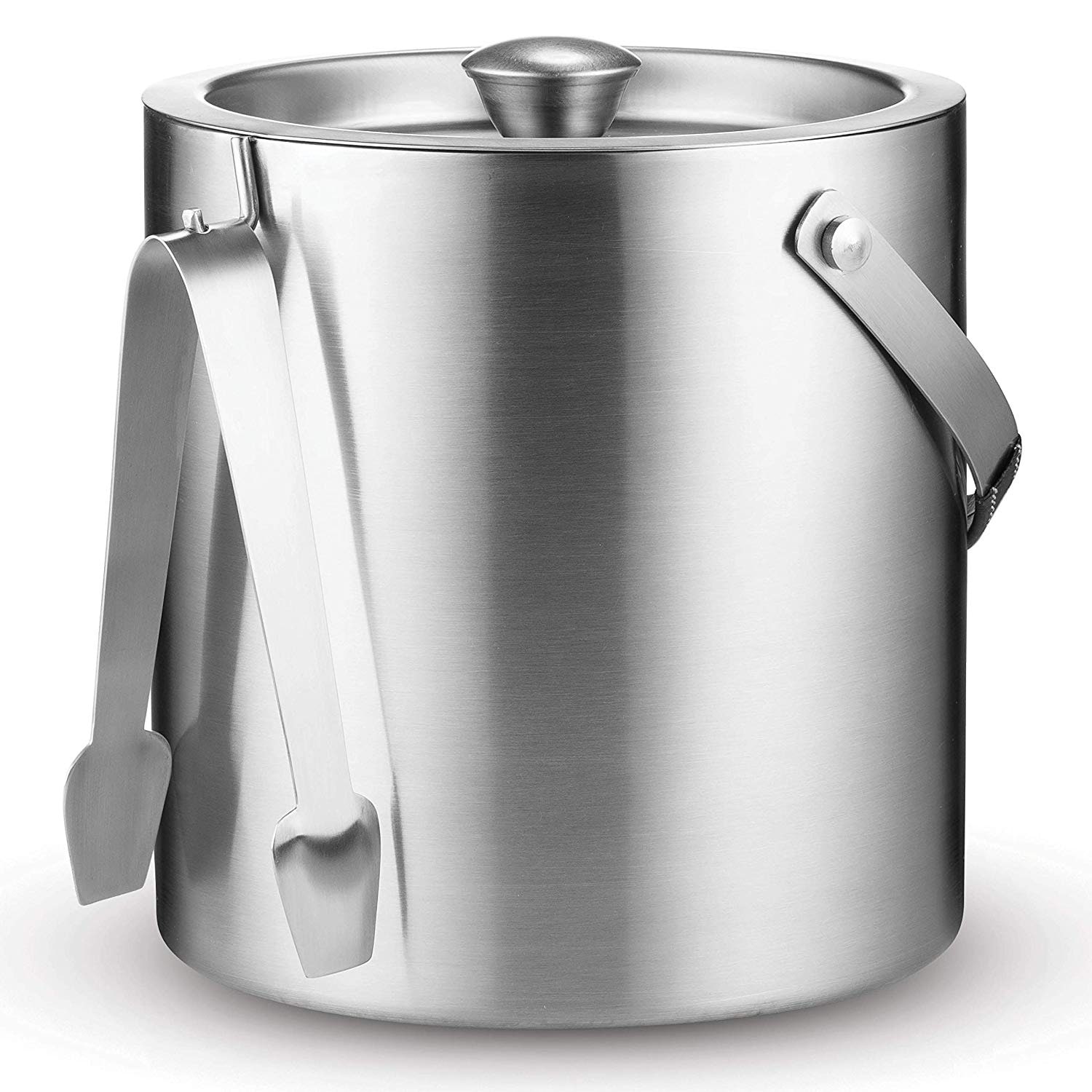 insulated ice bucket with lid and tongs