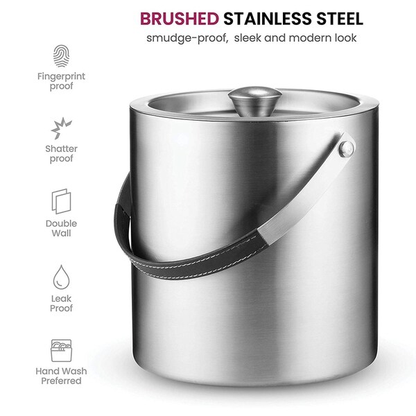 insulated ice bucket with lid and tongs