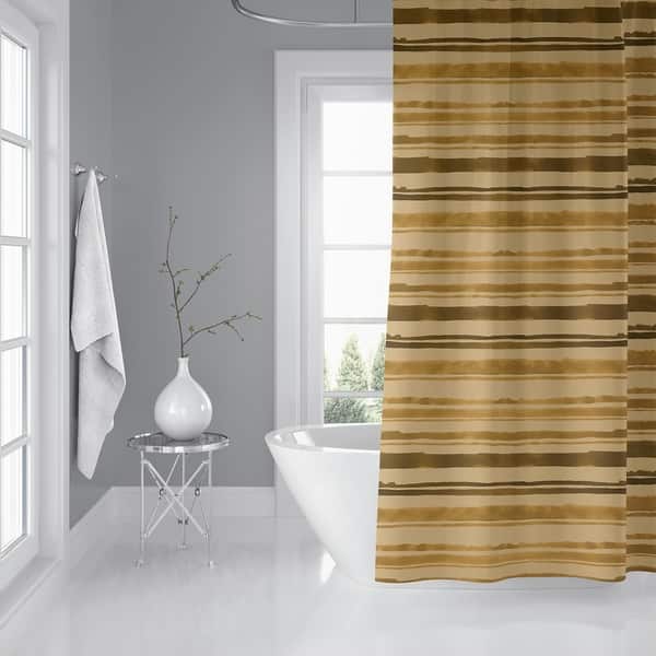 WATERCOLOR STRIPE MUSTARD Shower Curtain By Kavka Designs Bed Bath & Beyond 30499879