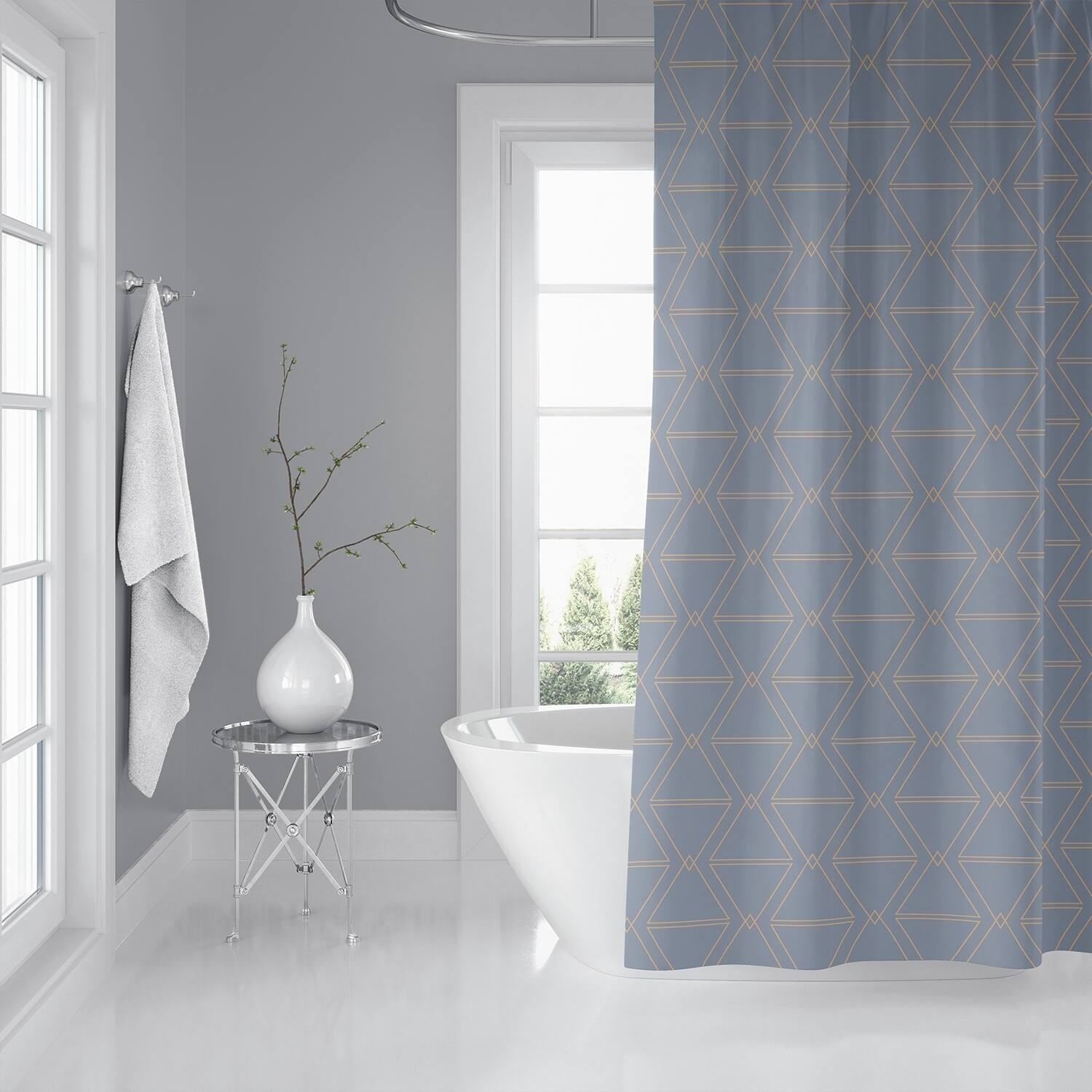 ISOSCELES BLUE AND GOLD Shower Curtain By Kavka Designs Bed Bath