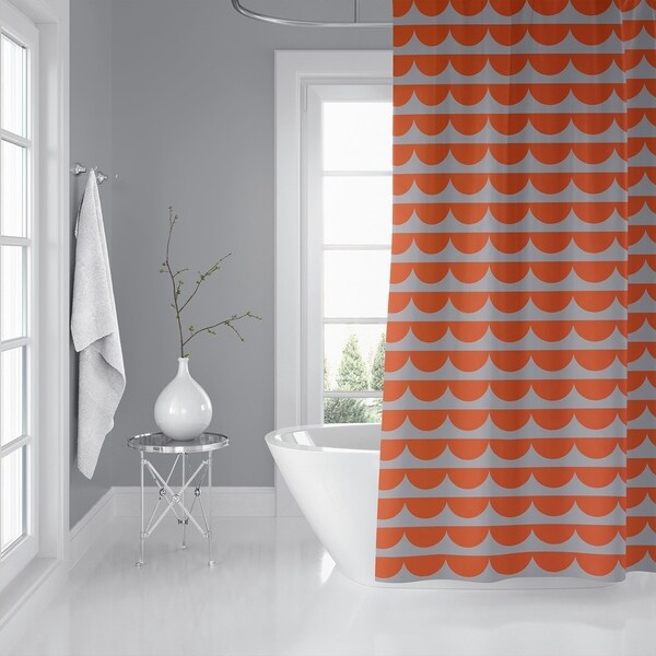 orange and grey shower curtain