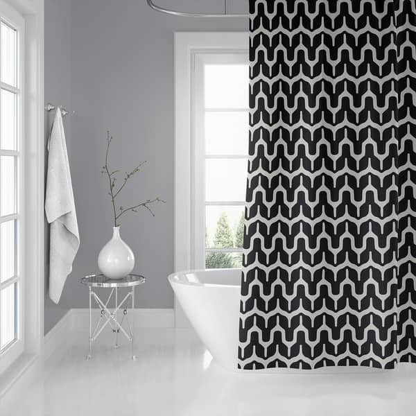 MARIA BLACK AND BEIGE Shower Curtain By Kavka Designs Bed Bath