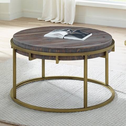 Sanibel Round Reclaimed Wood and Metal Coffee Table by Greyson Living