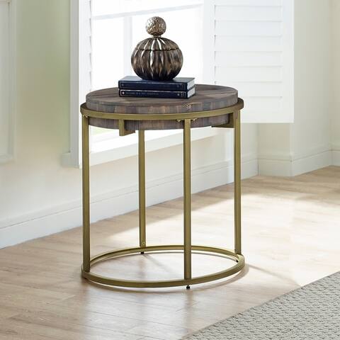 Sanibel Round Reclaimed Wood and Metal End Table by Greyson Living