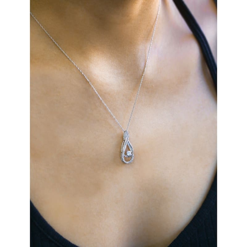 Annello by Kobelli 10k White Gold 1/4ct TDW Fancy Infinity Looping Pendant and Chain (18 Inches)