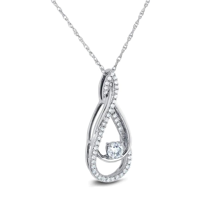 Annello by Kobelli 10k White Gold 1/4ct TDW Fancy Infinity Looping Pendant and Chain (18 Inches)