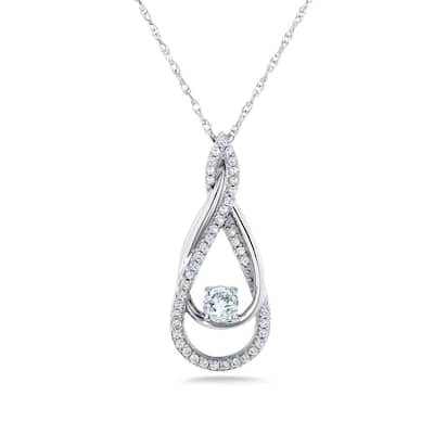 Annello by Kobelli 10k White Gold 1/4ct TDW Fancy Infinity Looping Pendant and Chain (18 Inches)