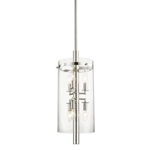 Baxter 6-light Polished Nickel Pendant, Clear Glass