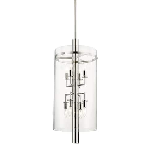 Baxter 8-light Polished Nickel Pendant, Clear Glass