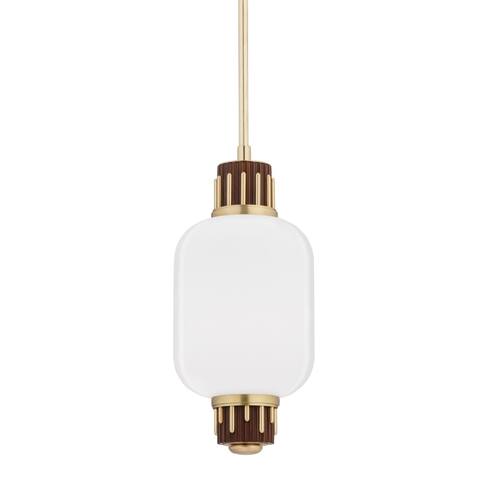 Peekskill 24-inch Aged Brass Pendant, Opal Matte Glass