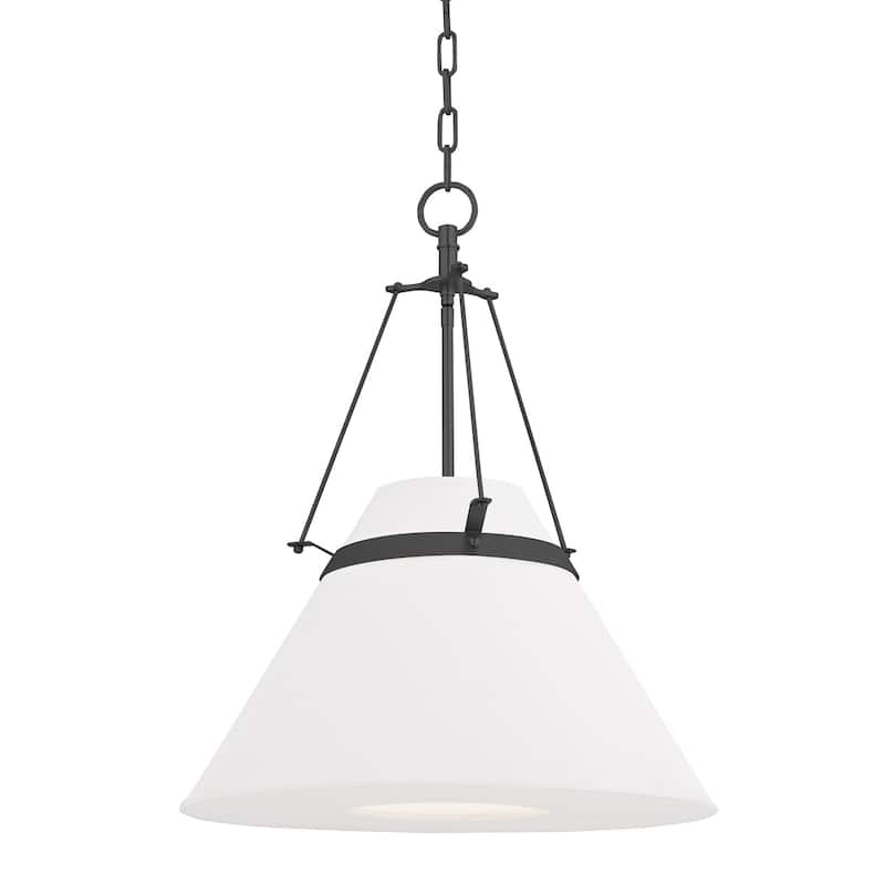 Clemens 1-light Old Bronze Pendant, White Linen