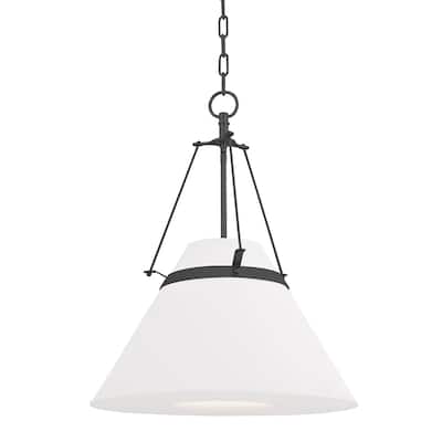 Clemens 1-light Old Bronze Pendant, White Linen