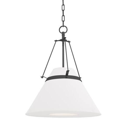 Clemens 1-light Old Bronze Pendant, White Linen