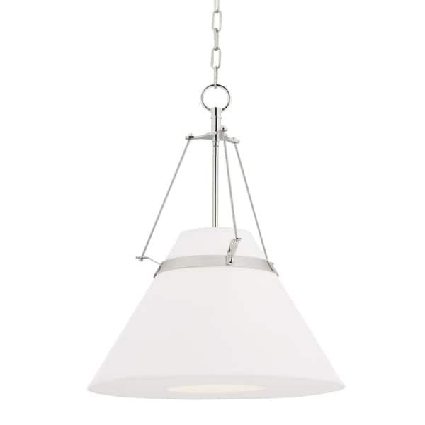 Clemens 1-light Polished Nickel Pendant, White Linen - Bed Bath ...