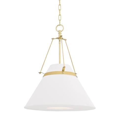 Clemens 1-light Aged Brass Pendant, White Linen