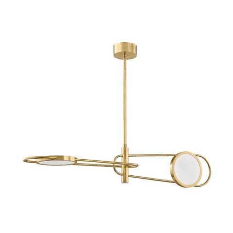 Valeri 2-light Aged Brass Pendant, Off White Alabaster