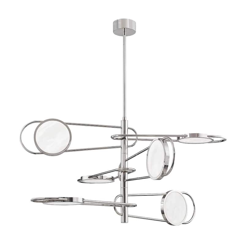 Valeri 6-light Burnished Nickel Pendant, Off White Alabaster