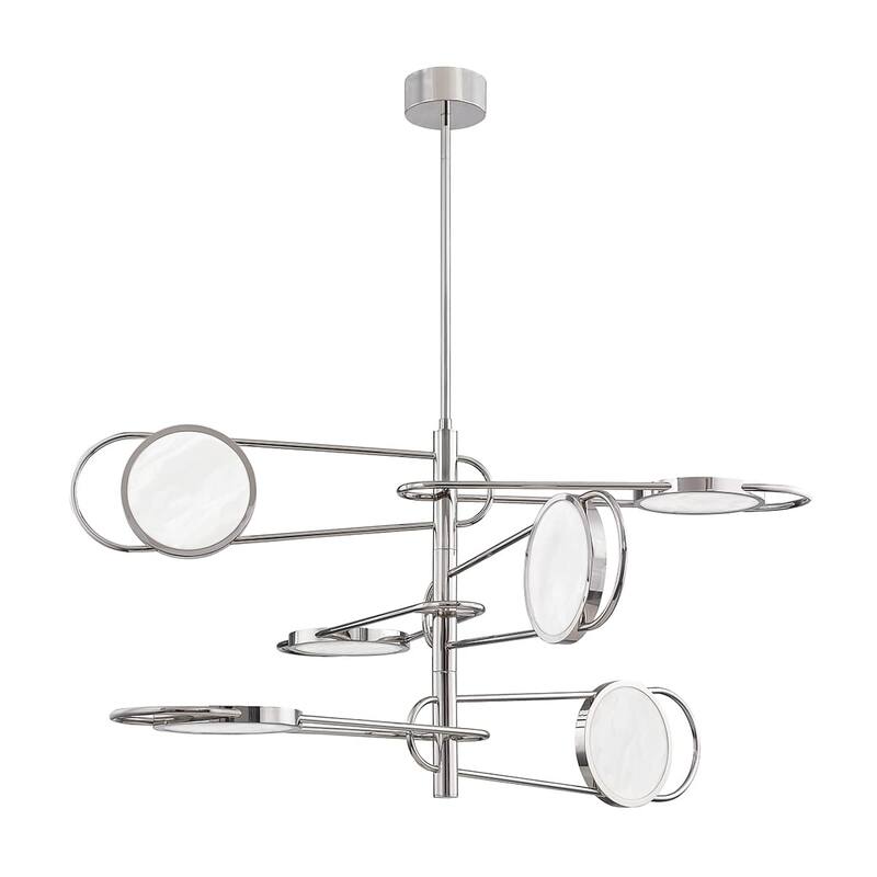 Valeri 6-light Burnished Nickel Pendant, Off White Alabaster