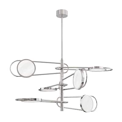 Valeri 6-light Burnished Nickel Pendant, Off White Alabaster