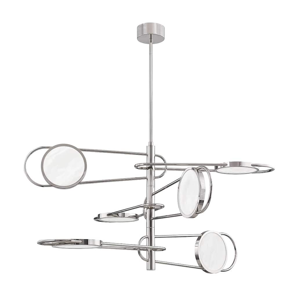 Valeri 6-light Burnished Nickel Pendant, Off White Alabaster