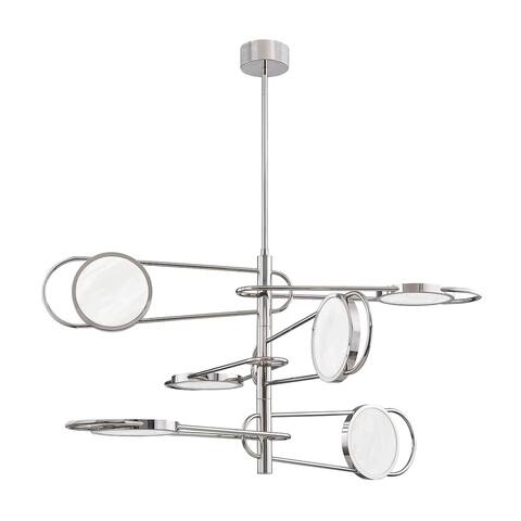Valeri 6-light Burnished Nickel Pendant, Off White Alabaster