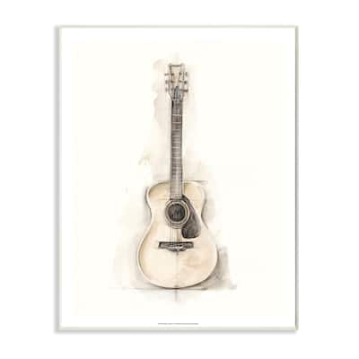 Stupell Acoustic Guitar Watercolor Drawing Wood Wall Art