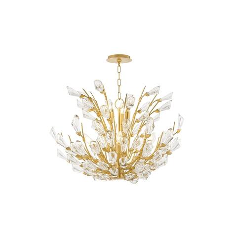 Tulip 4-light Gold Leaf Semi Flush Mount, Clear K9 Crystal