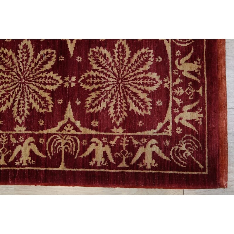 Home Decor EORC Handmade Afghan Wool Turkish Knot Rug, Red Luxurious & Durable Area Rug for Enhancing Your Living Room, Bedroom