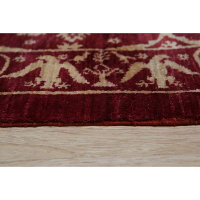 Home Decor EORC Handmade Afghan Wool Turkish Knot Rug, Red Luxurious & Durable Area Rug for Enhancing Your Living Room, Bedroom