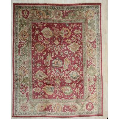 Red Traditional Oushak Rug, 9' x 11'10 - 9' x 11'10